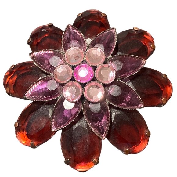 Brooch Flower 2.5 Inches Purple Costume Vintage Jewelry - Picture 2 of 5